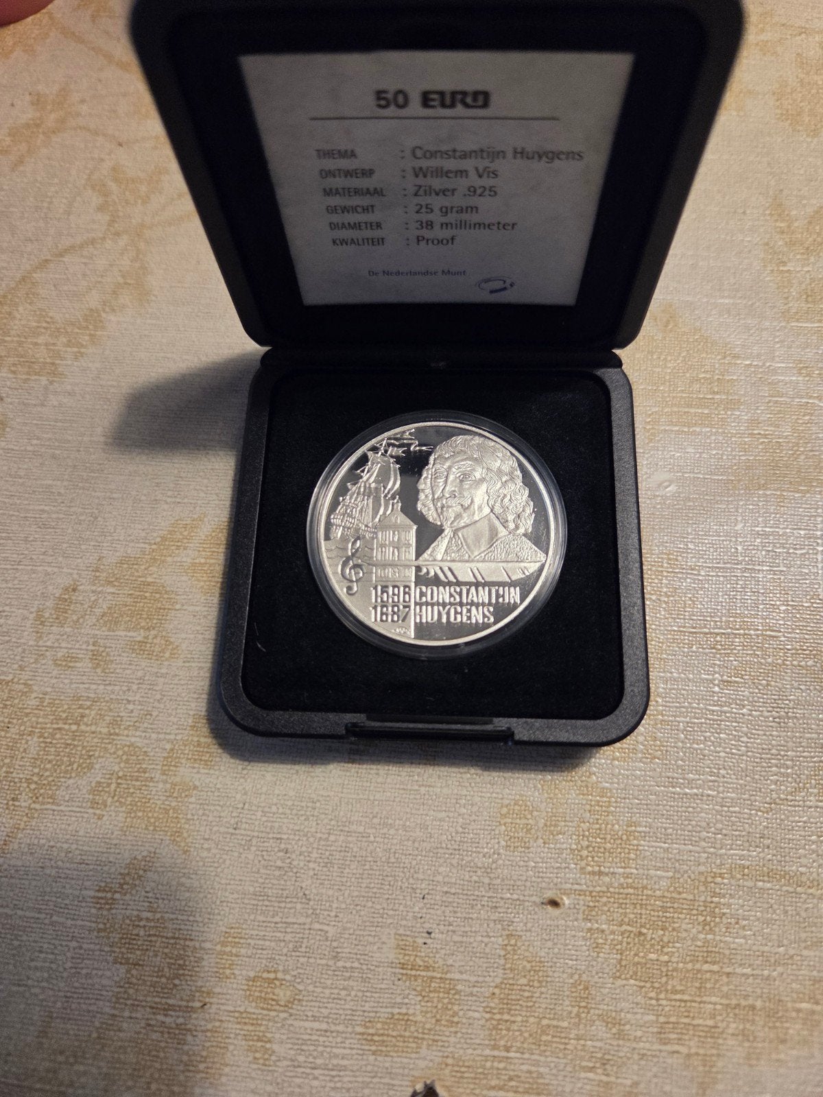 Zilveren 50 Euro Munt 1996 Constantijn Huygens, Ophalen of Verzenden