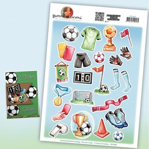Yvonne Creations CD11897 Voetbal elementen knipvel A4, ., Nieuw, Ophalen of Verzenden, Overige thema's