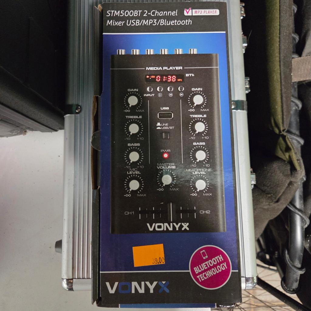 Vonyx STM500BT 2-kanaals Mixer USB/MP3/Bluetooth, Muziek en Instrumenten, Mengpanelen, Ophalen of Verzenden, Nieuw, Minder dan 5 kanalen