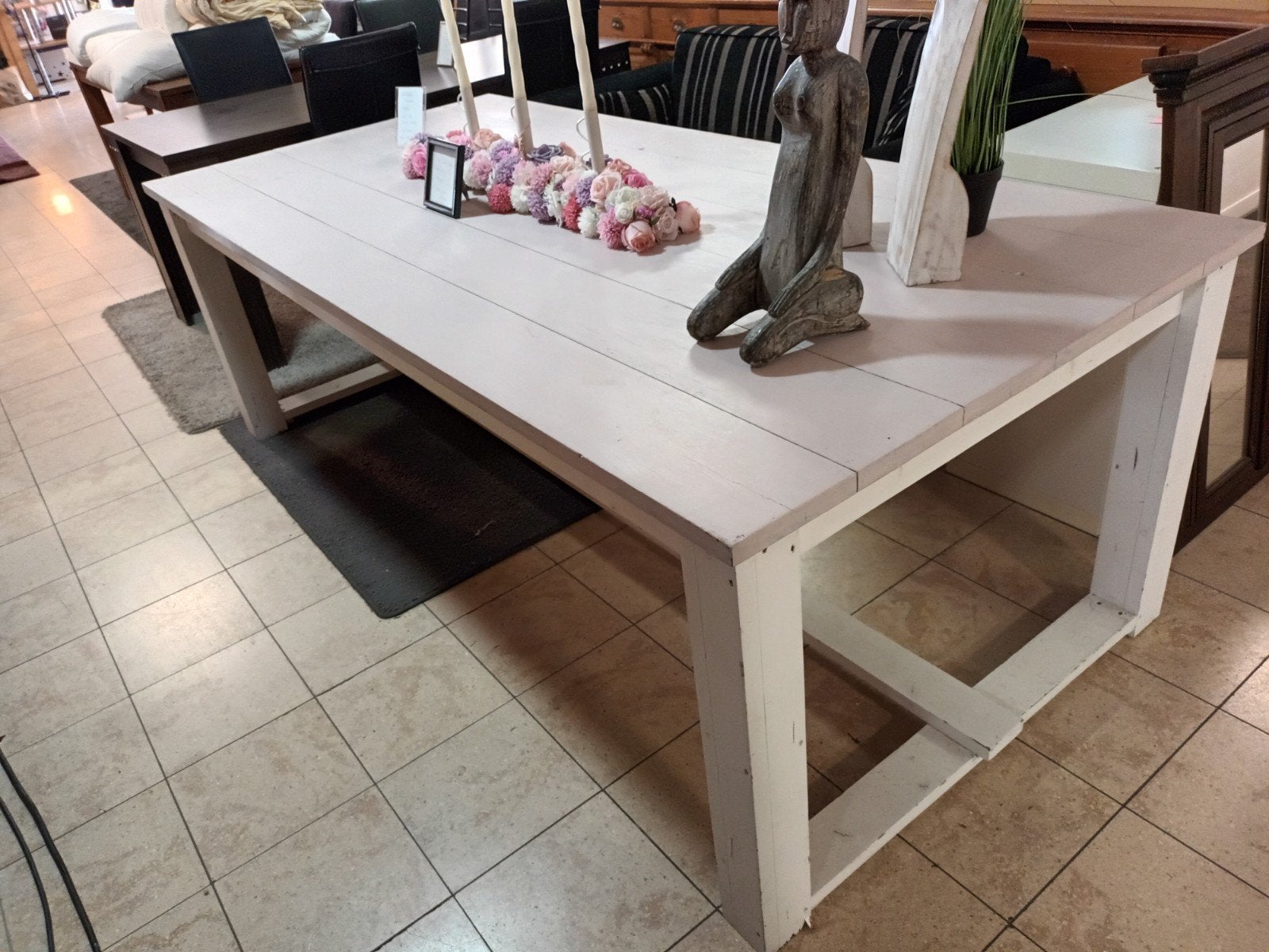 Mooie Steigerhouten Tafel. (Poeder Roze Blad), Ophalen, Gebruikt, Rechthoekig, Hout