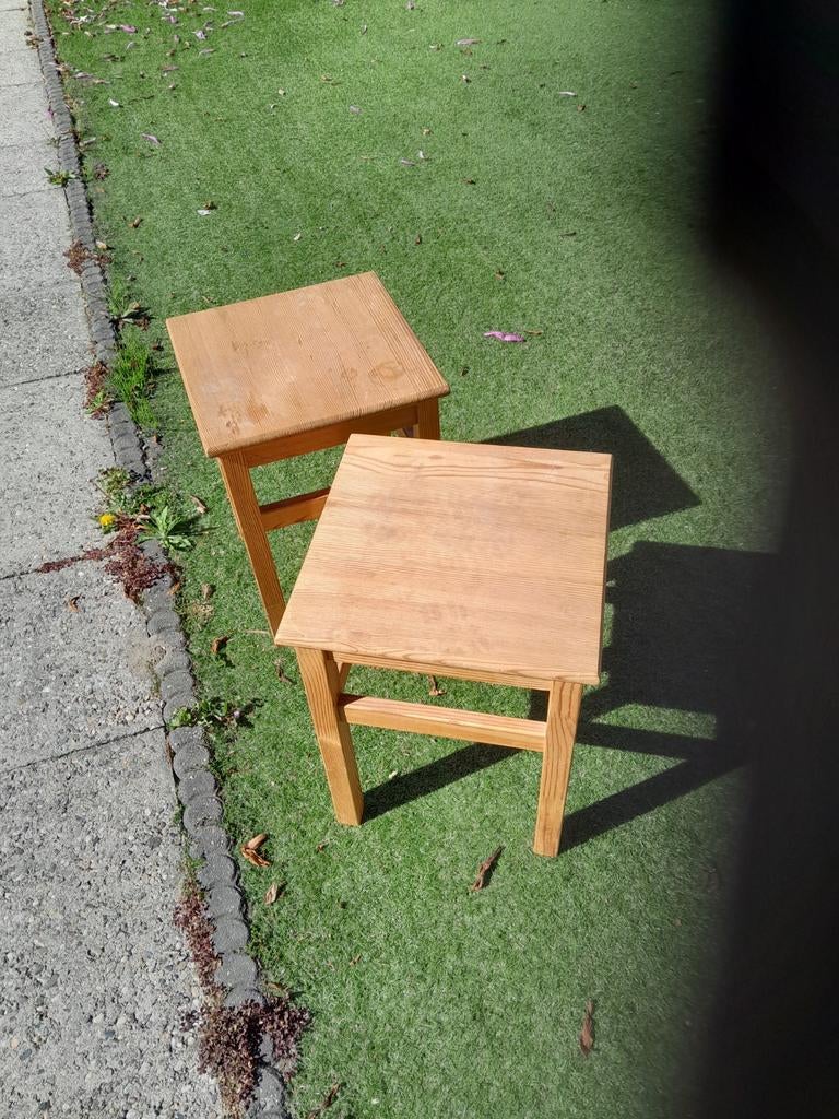 2 houten krukjes van Oddvar Ikea, Tuin en Terras, Picknicktafels, Ophalen, Gebruikt, Vierkant, Hout