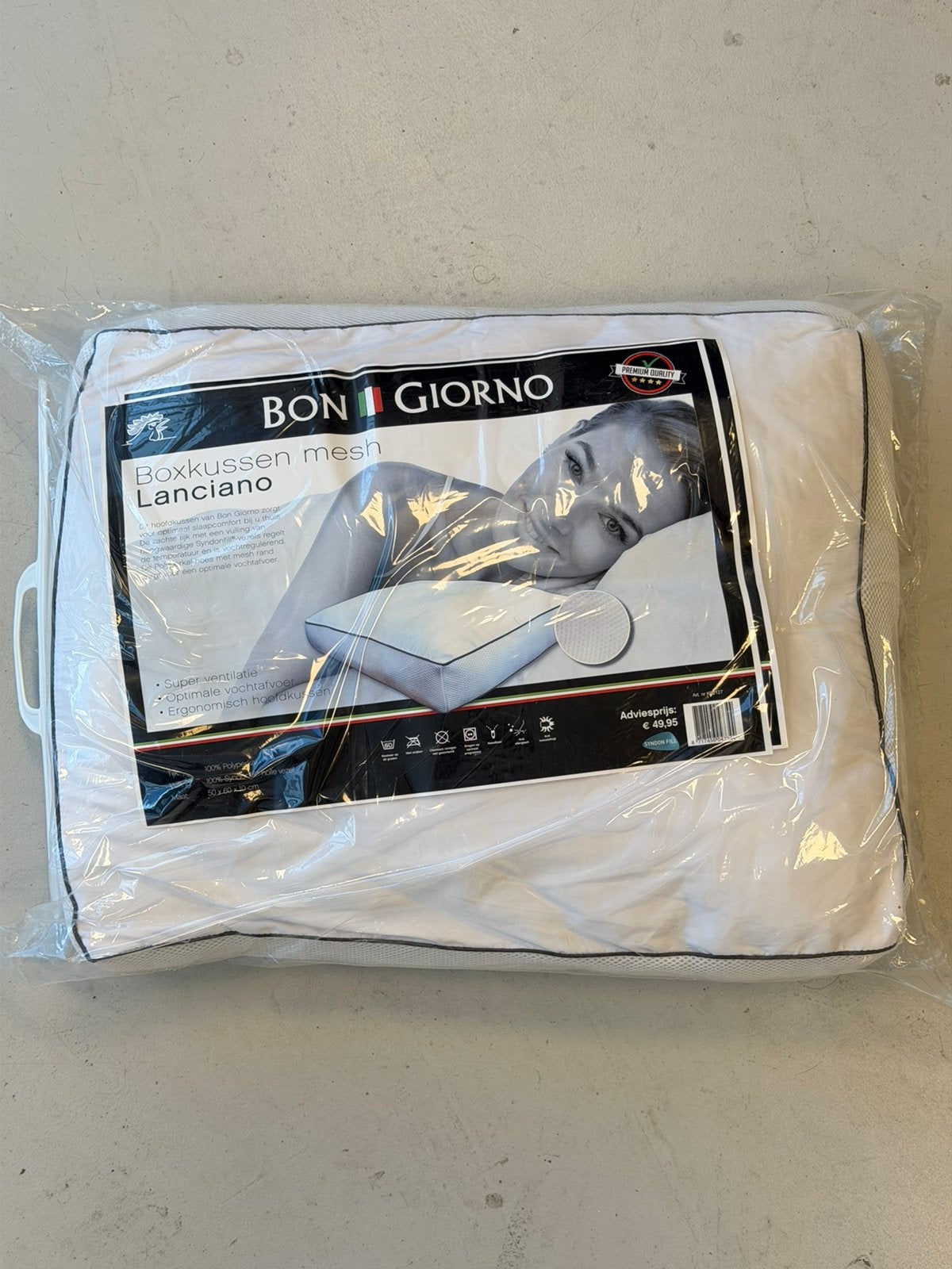 Bon Giorno Lanciano Boxkussen Mesh 50x60 cm – Nieuw kussen, J, Wit, Nieuw, Ophalen of Verzenden