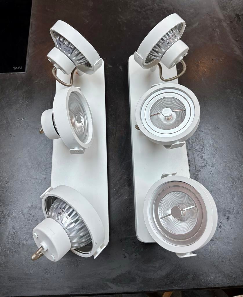 Set van 2 Witte LED Plafondspots - Modern Design, Ophalen, Gebruikt, Plafondspot of Wandspot