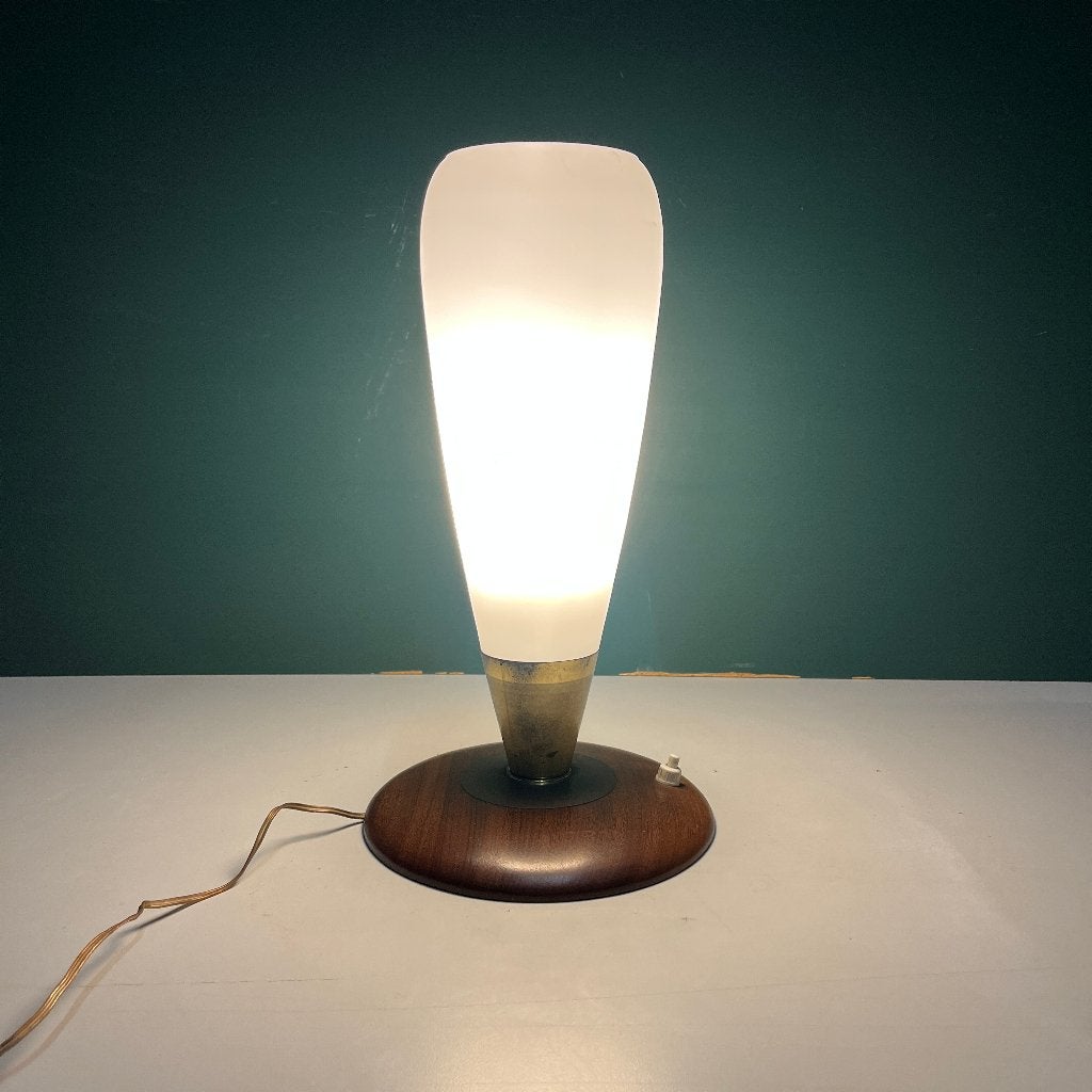 teak en messing lamp jaren 60 70 Deens design, Gebruikt, Teak, Deens design, Ophalen of Verzenden