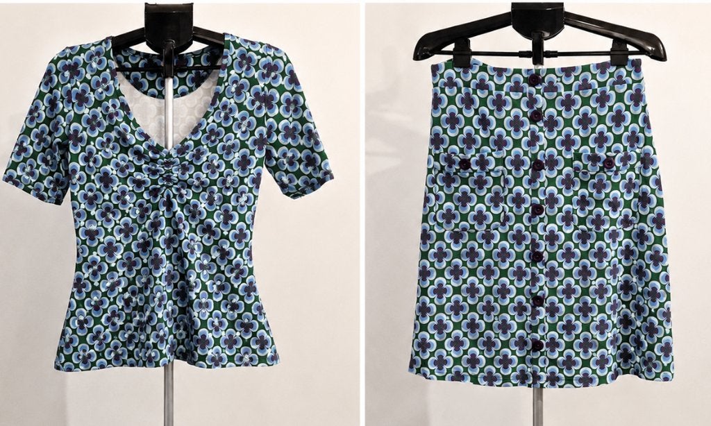 Tante Betsy Retro Set Top S & Rok M Bio Katoen, Kleding | Dames, Ophalen of Verzenden, Zo goed als nieuw, Korte mouw
