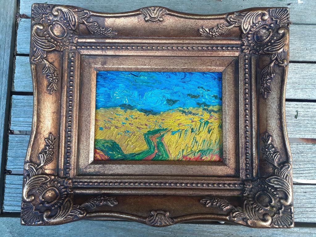 Olieverf Schilderij in de stijl van v Gogh, in Sierlijst, Ophalen of Verzenden