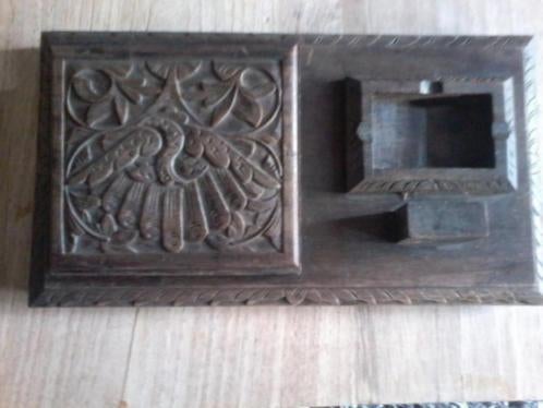 Mooi antiek houten bureau set, massief houtsnijwerk in goede, Overige onderwerpen, Houtsnijwerk, Handgemaakt, Ophalen of Verzenden