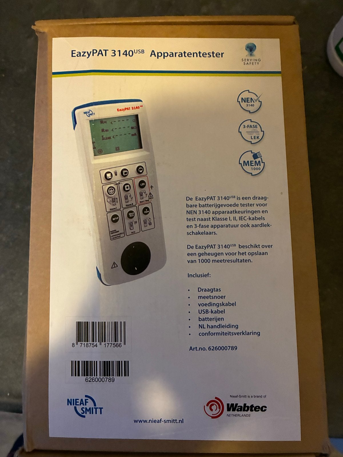 Nieuw NEN 3140 Apparatentester EazyPAT 3140 USB, Doe-het-zelf en Verbouw, Ophalen, Nieuw, Overige merken, Overige typen