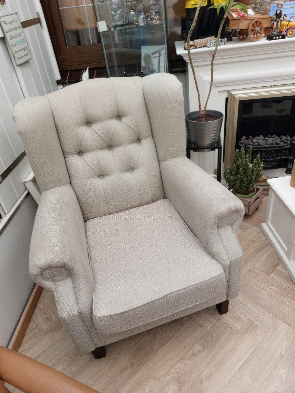 Mooie relax fauteuil van Riviera Maison., Huis en Inrichting, Fauteuils, Ophalen of Verzenden, Gebruikt, 75 tot 100 cm, 50 tot 75 cm
