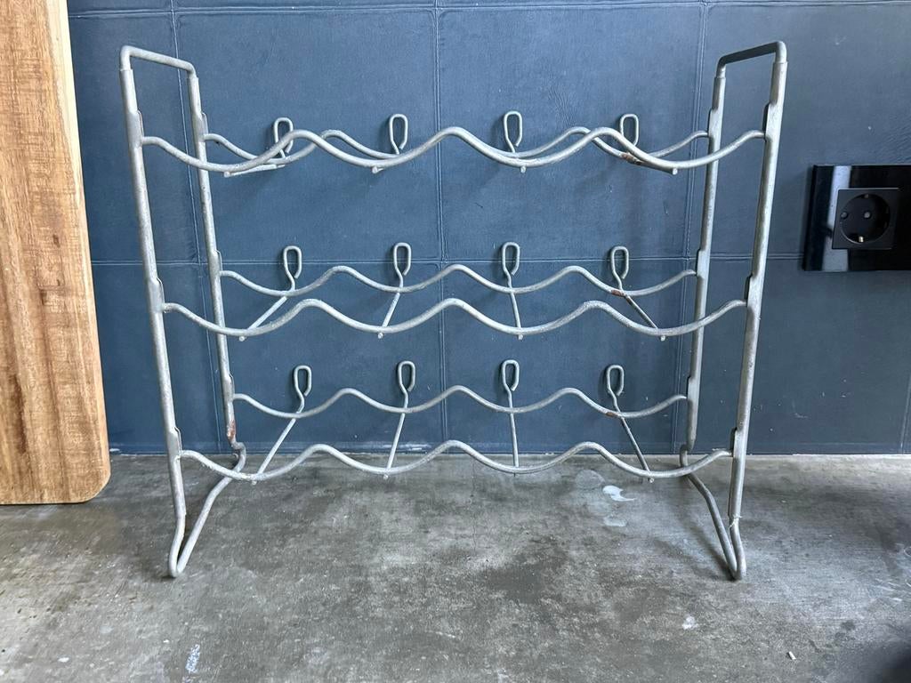 Antiek verzinkt wijnrek voor 12 flessen, Huis en Inrichting, Woonaccessoires | Wijnrekken, Gebruikt, 5 tot 15 flessen, Ophalen of Verzenden