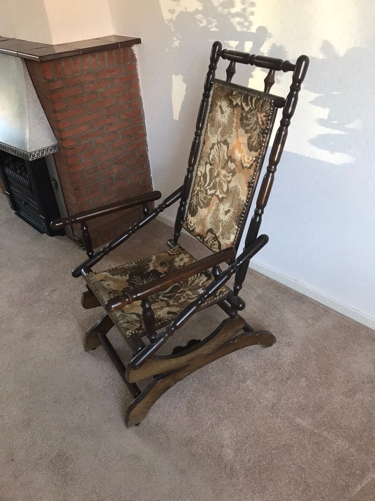 oude schommelstoel, Ophalen, Gebruikt, Bruin, Eén