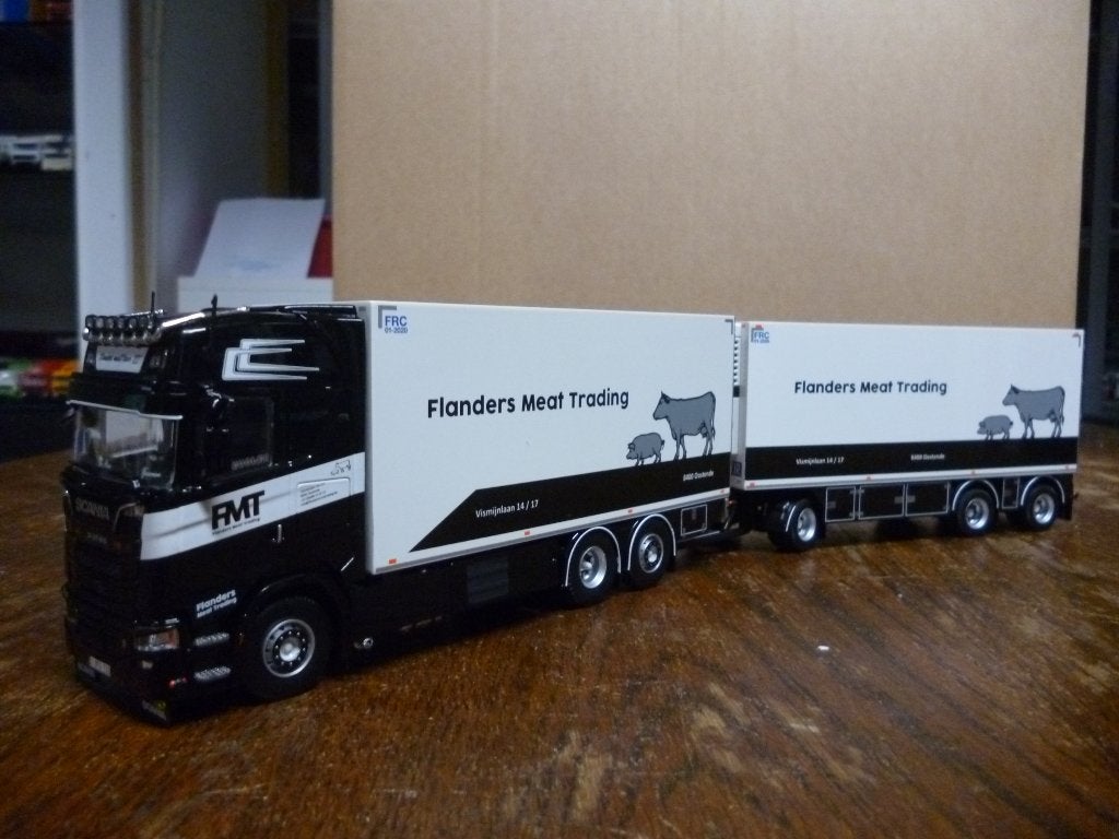Tekno Scania Next Gen combi Flanders Meat met certificaat, Ophalen of Verzenden, Nieuw, Bus of Vrachtwagen, Tekno