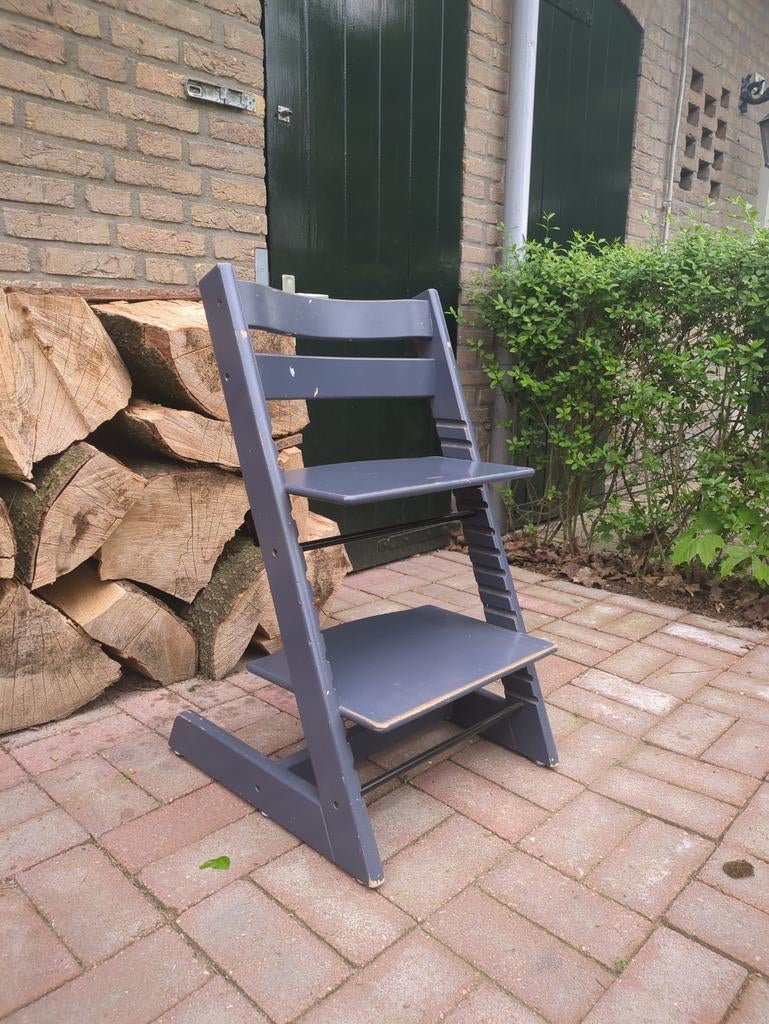 Blauw/ grijze Stokke Trip Trap kinderstoel - gebruikt, Ophalen, Gebruikt, Meegroeistoel
