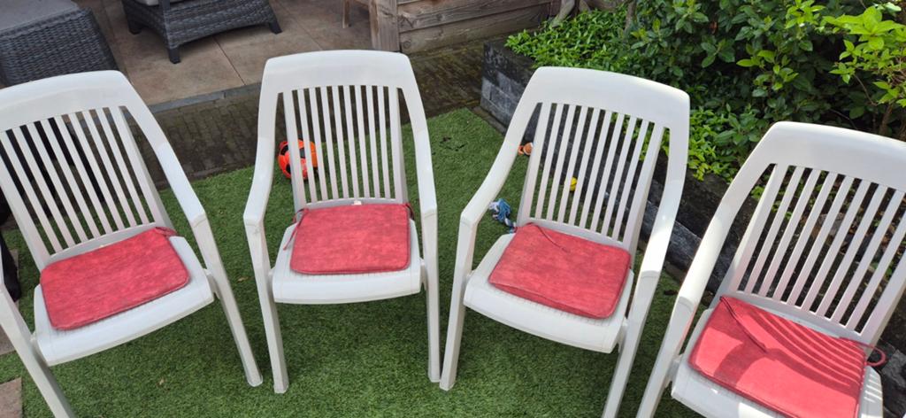 Hartman stapelbare tuinstoelen lichtgrijs, Tuin en Terras, Tuinstoelen, Ophalen, Gebruikt, Kunststof, Stapelbaar
