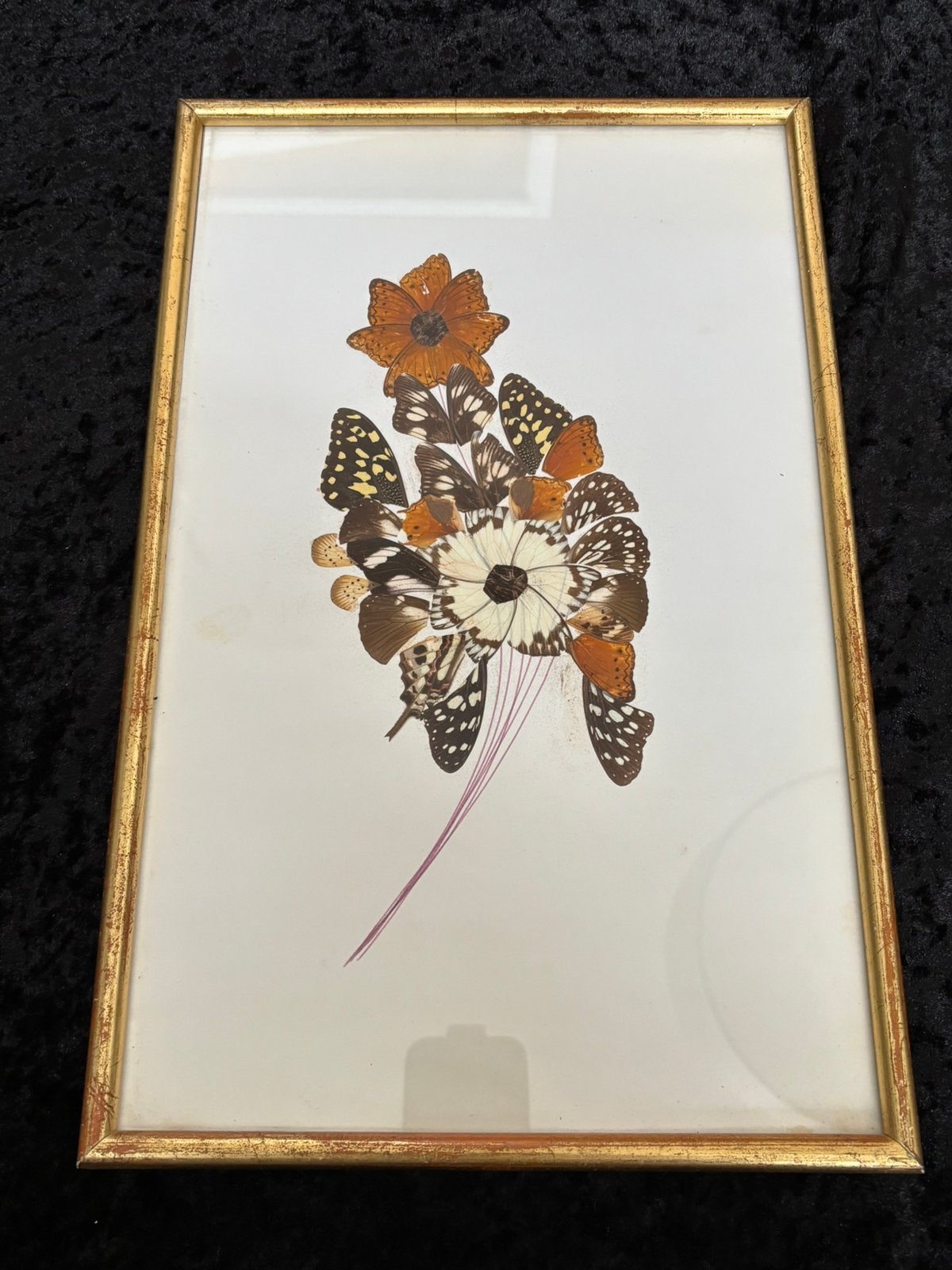 Frans vlindervleugel kunstwerk - boeket bloemen, Antiek en Kunst, Ophalen of Verzenden