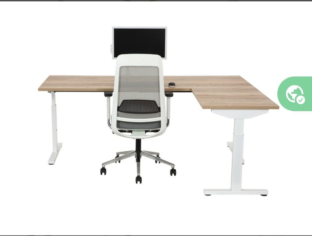 Hoekbureau recht TUBE 180x160 cm - Licht eiken/Wit, 180 cm, Hoekbureau, Ophalen of Verzenden, Zo goed als nieuw