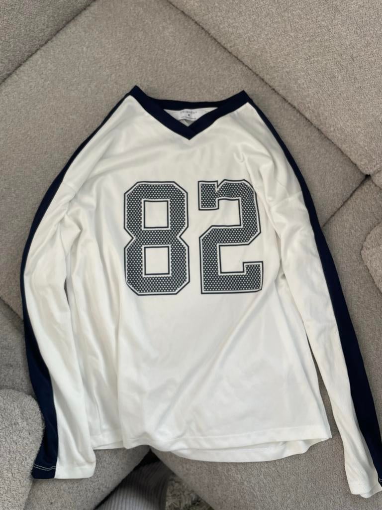 Jersey baseball shirt met lange mouwen - Maat M, Maat 38/40 (M), Wit, Ophalen of Verzenden, Zo goed als nieuw