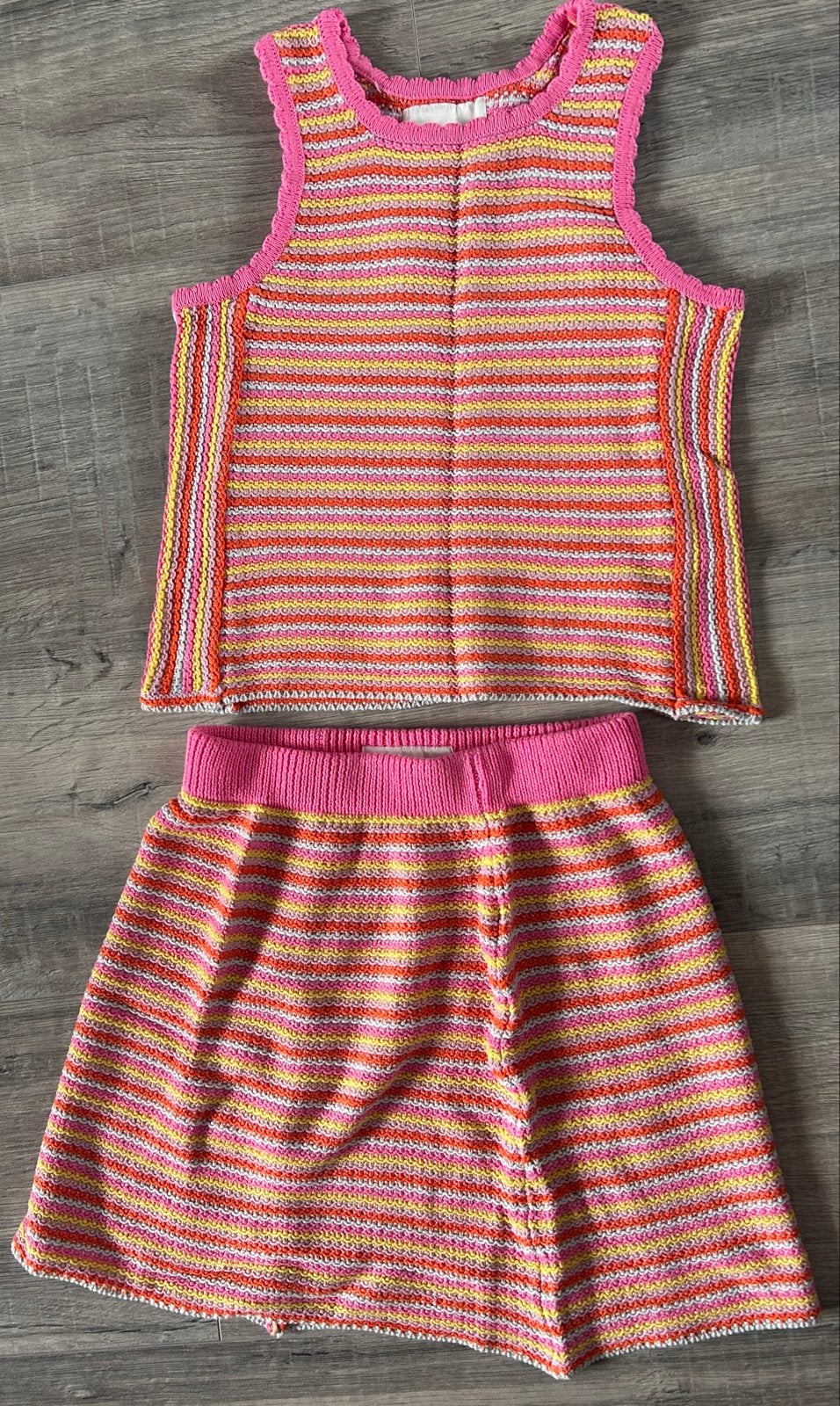 Zara gebreide set top en rokje gestreept maat 156 (12-13 jr), Ophalen of Verzenden, Zo goed als nieuw, Meisje, Setje