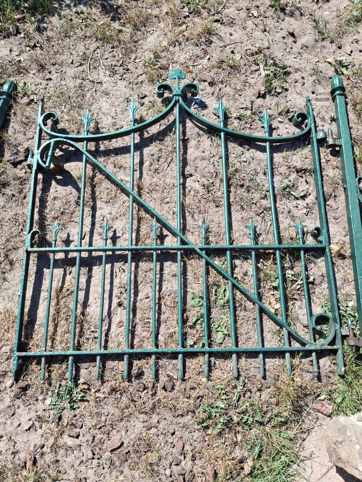 Gebruikt sierhekwerk poort - groen ijzer, Tuin en Terras, Ophalen, Met poort, Gebruikt, Sierhekwerk