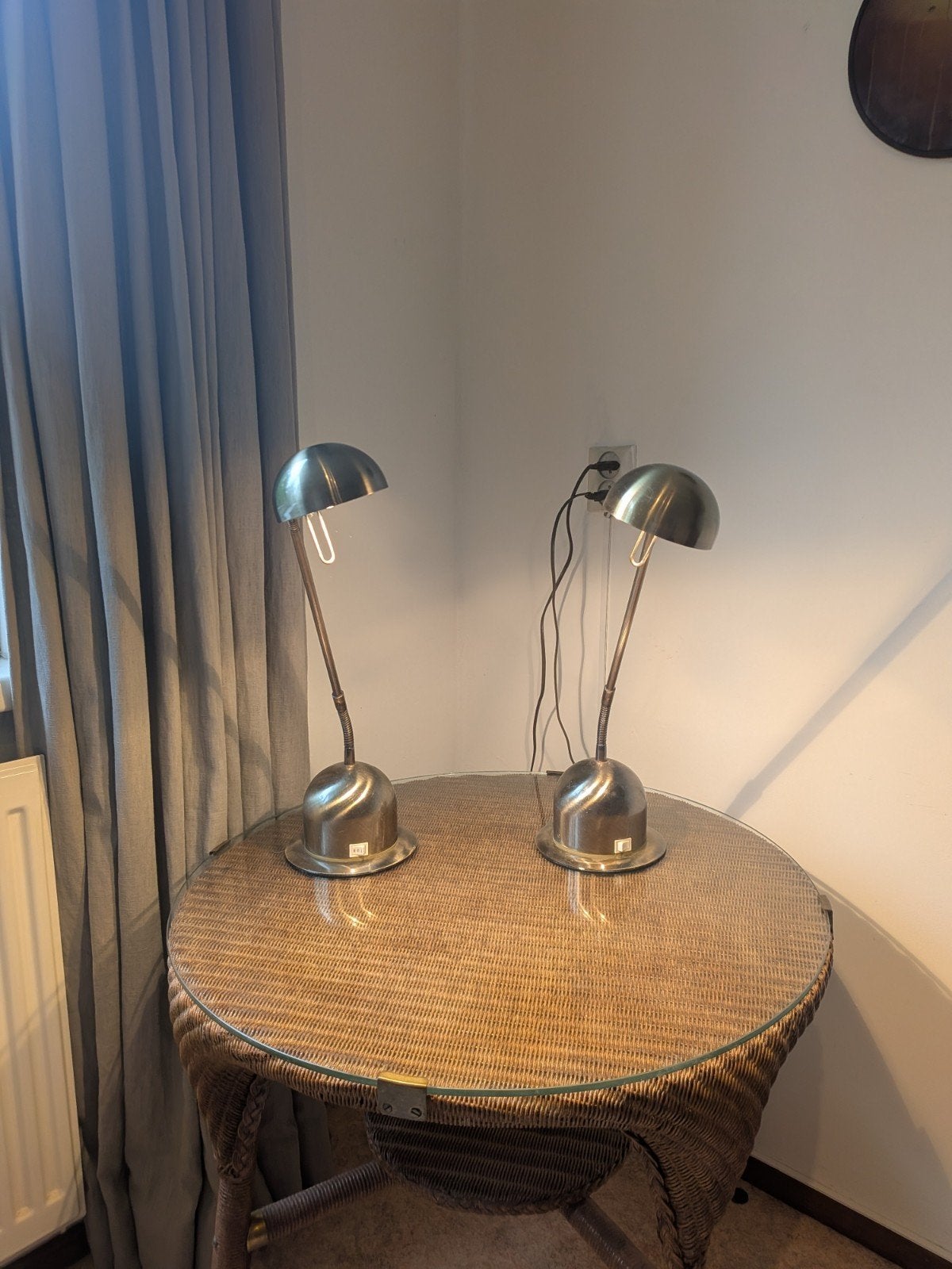 Vintage chromen design tafellampen – set van 2, Huis en Inrichting, Tafels | Eettafels, Ophalen, Gebruikt, 50 tot 100 cm, Metaal