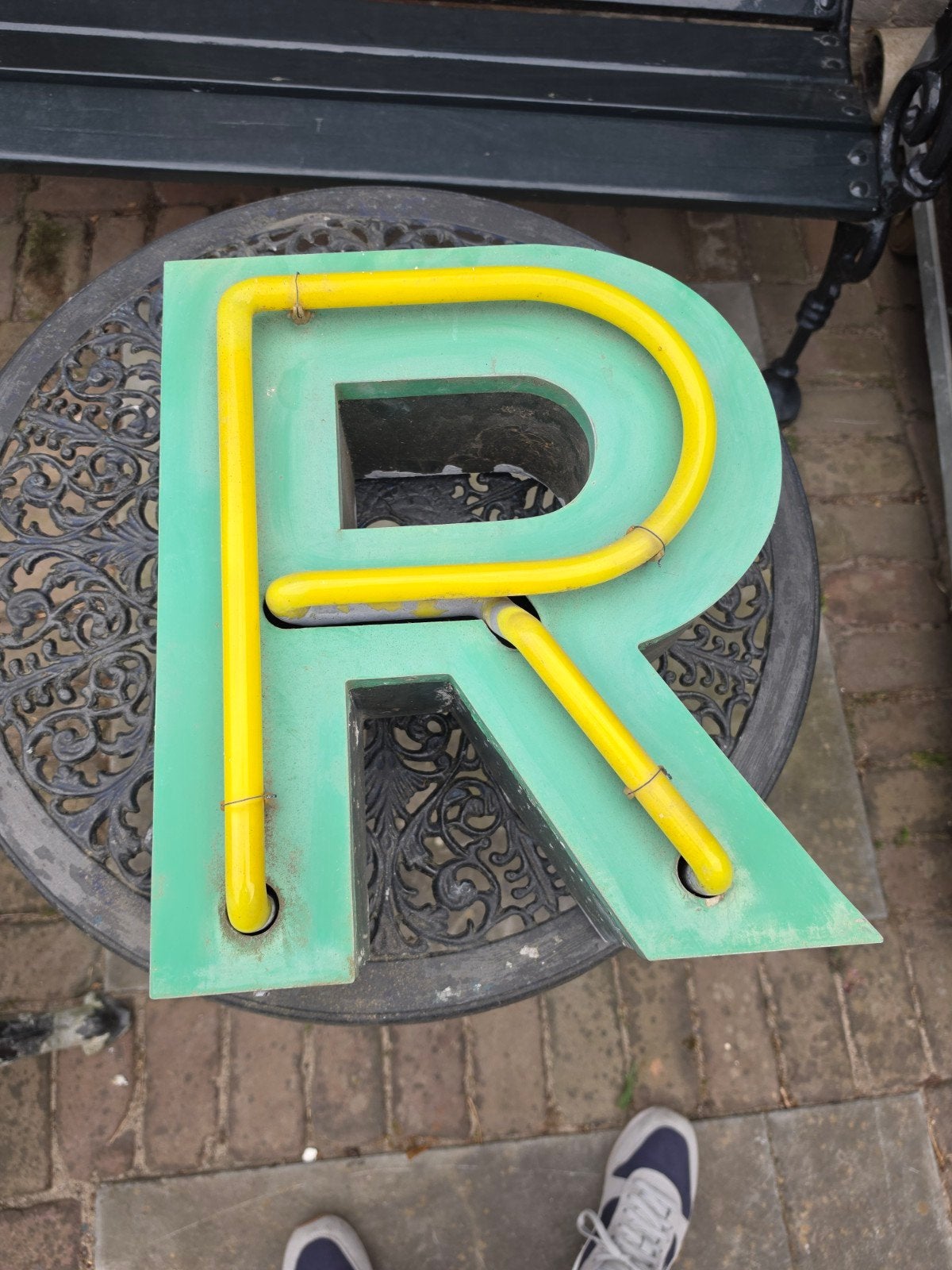 Vintage Zinken Neonletter 'R' - Industrieel Design, Ophalen of Verzenden