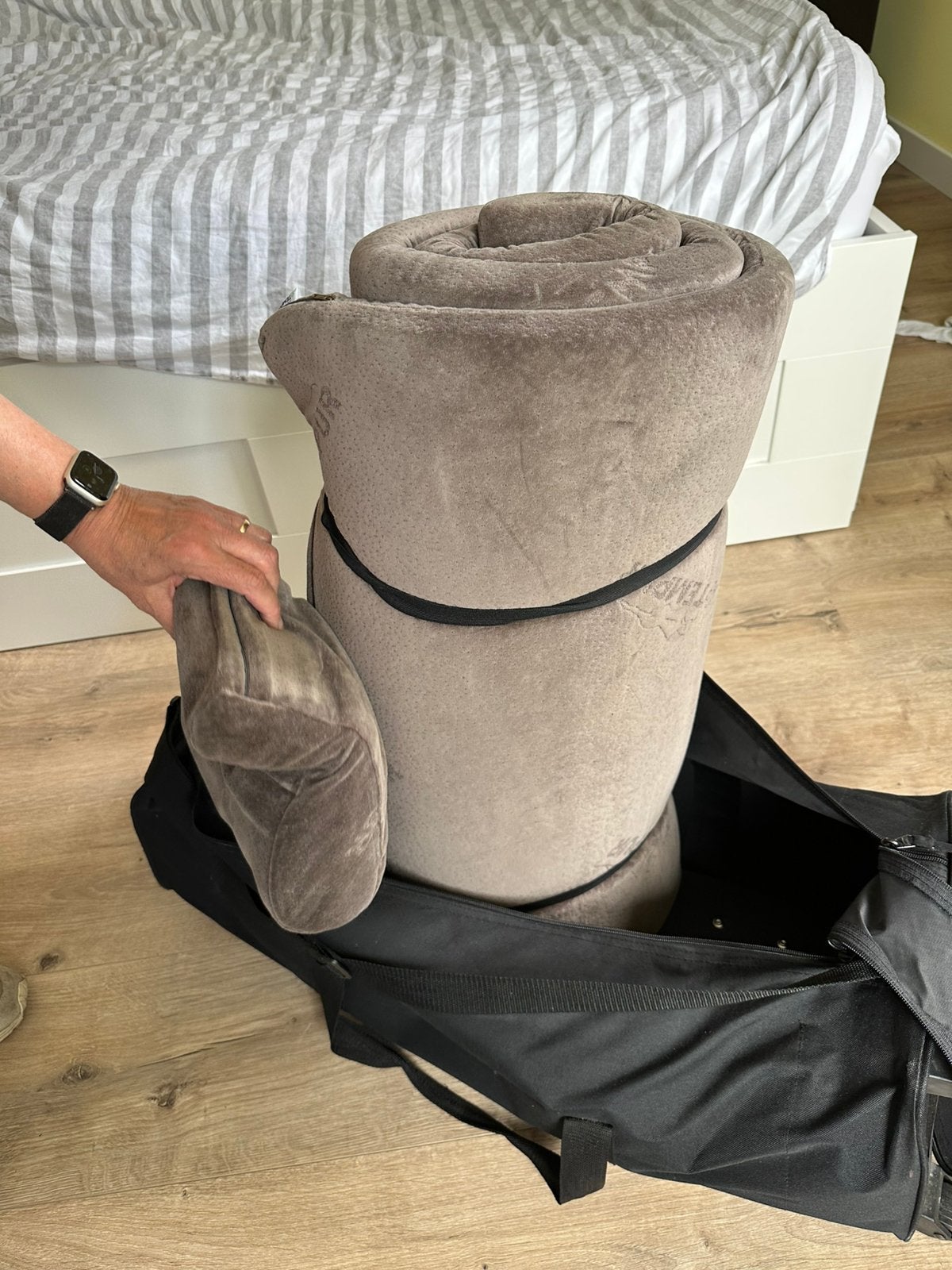 2x reistopper Tempur incl kussen, Huis en Inrichting, Slaapkamer | Bedden, Ophalen, 90 cm, Eenpersoons, Wit