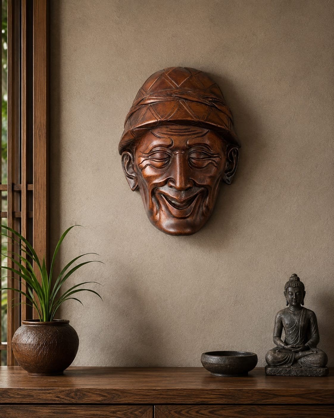 Portret van Oude Indonesische Man, Antiek en Kunst, Kunst | Beelden en Houtsnijwerken, Verzenden