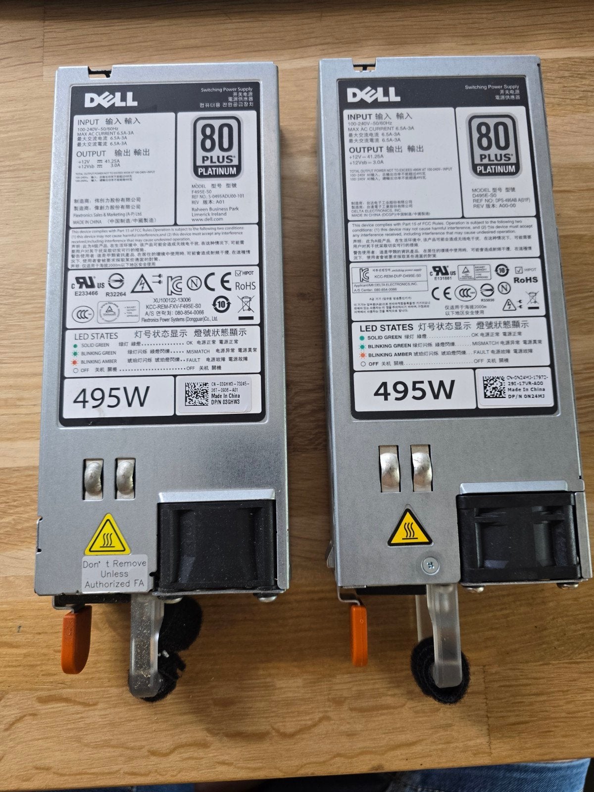 Dell 495W 80 Plus Platinum Voeding (2 stuks), Ophalen of Verzenden, Gebruikt
