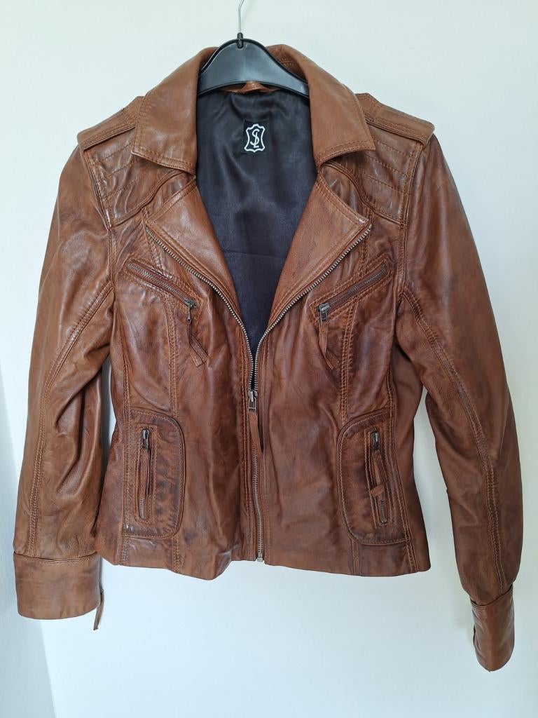 Sluisleder jack (Dames), Bruin, Maat 42/44 (L), Nieuw, Ophalen of Verzenden