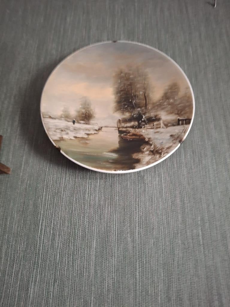 Decoratief bord Petrus Regout Maastricht winterlandschap, Ophalen