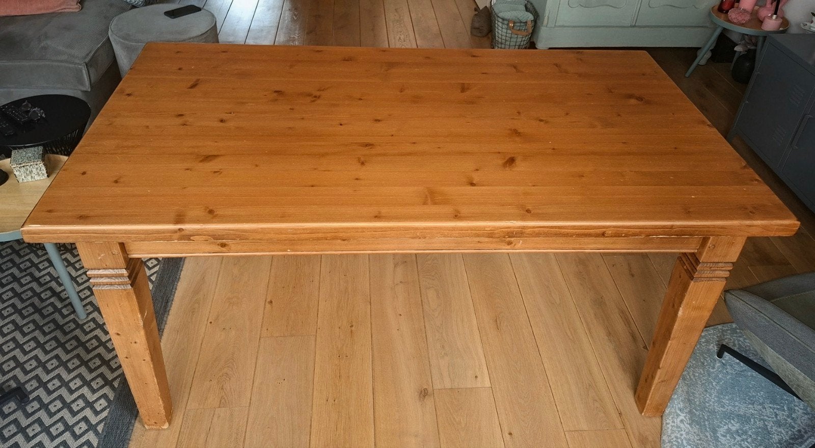 Grenen eettafel 160x90 cm met 2 lades, Huis en Inrichting, Tafels | Eettafels, Ophalen of Verzenden