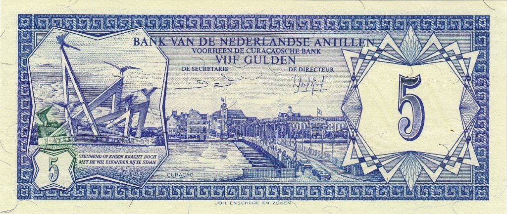 Ned Antillen Curaçao - 5 GULDEN 1.6.1984 UNC - P15b, Ophalen of Verzenden, Zuid-Amerika