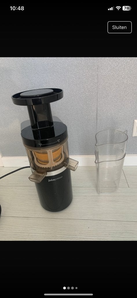 Juice Presso Sapcentrifuge - Zwart, Ophalen of Verzenden, Zo goed als nieuw, Elektrisch, Sapcentrifuge