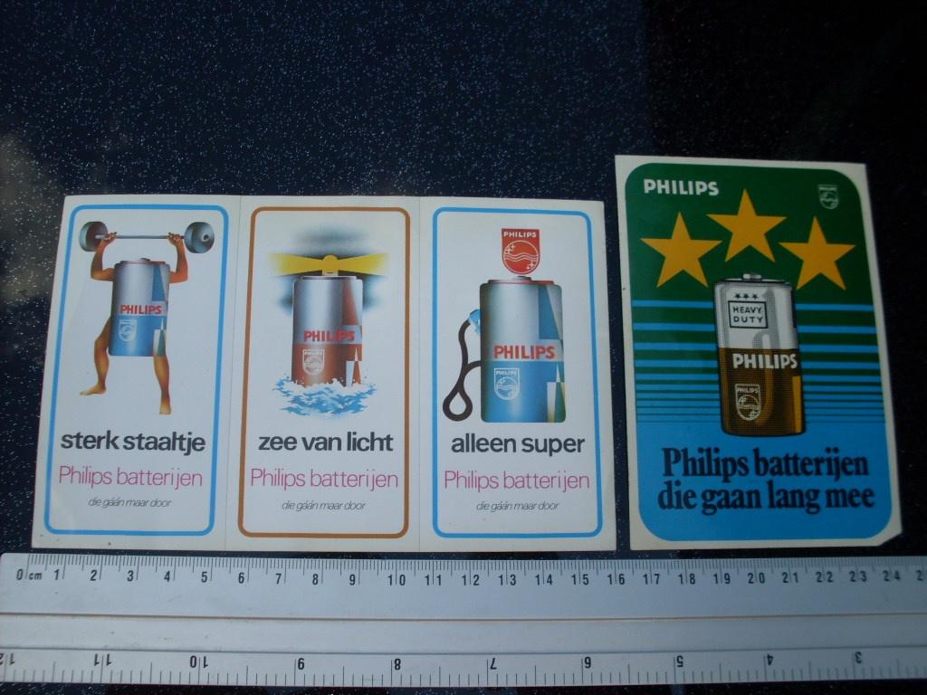 4x sticker philips batterijen die gaan lang mee logo, Verzamelen, Stickers, Verzenden, Zo goed als nieuw, Merk