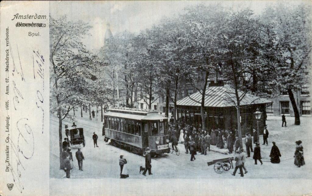 Amsterdam - Tram - Spui, Ophalen of Verzenden, Voor 1920, Gelopen, Noord-Holland