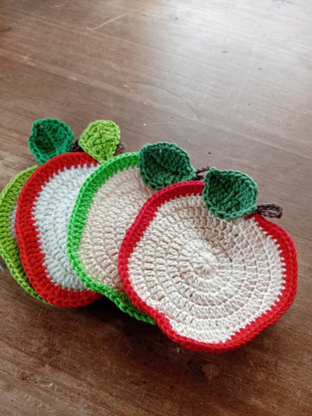 Set van 4 gehaakte appel onderzetters, Ophalen of Verzenden