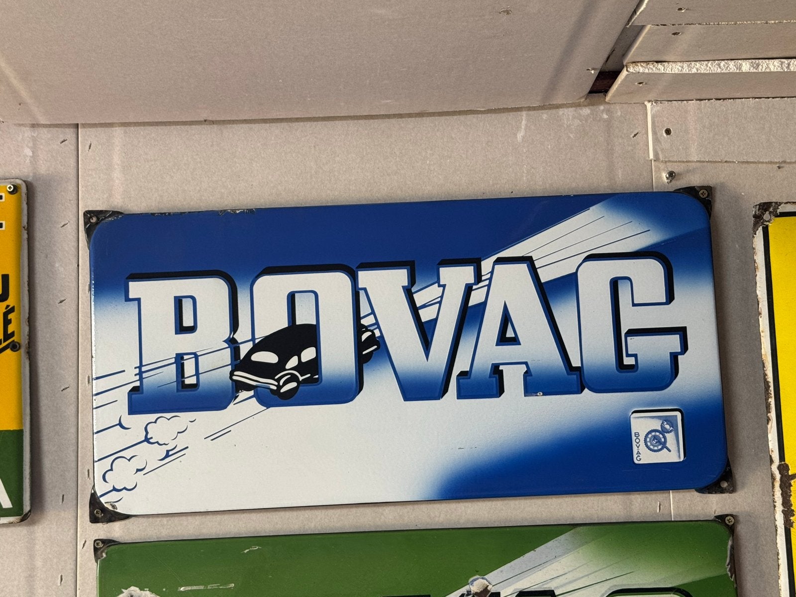Vintage emaille BOVAG reclamebord -, Verzamelen, Reclamebord, Gebruikt, ., Ophalen of Verzenden
