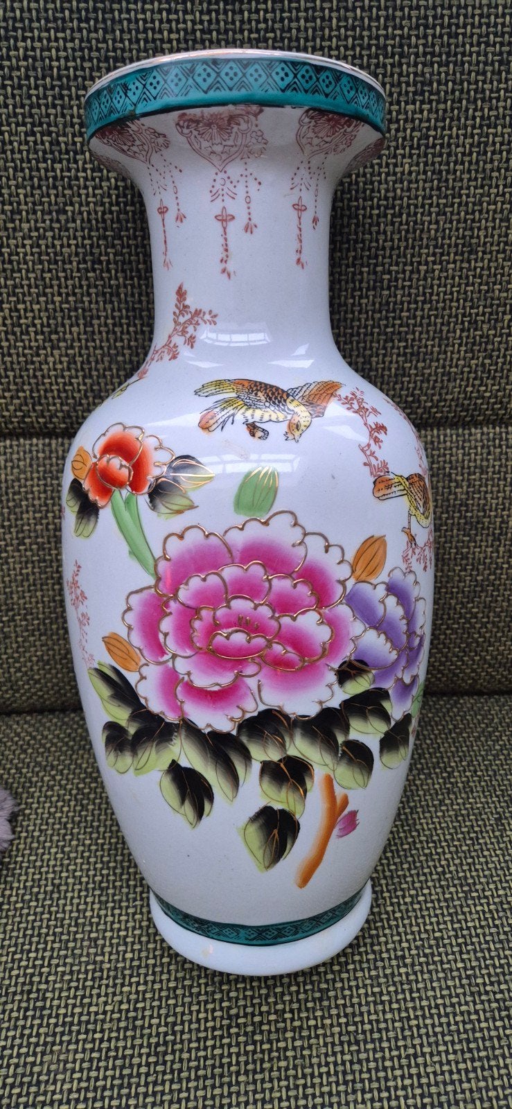 Prachtige Chinese vaas met bloemen en vogels - 40 cm, Ophalen of Verzenden