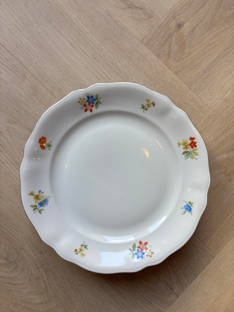 Antieke bordenset van 4 met bloemen, Ophalen
