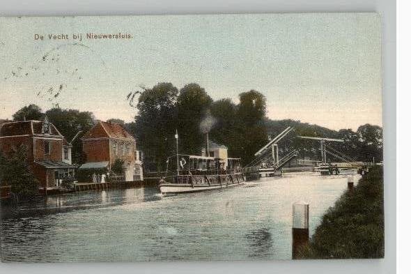 De Vecht bij Nieuwersluis TOPKAART st 1908, Ophalen of Verzenden, Voor 1920, Gelopen, Utrecht