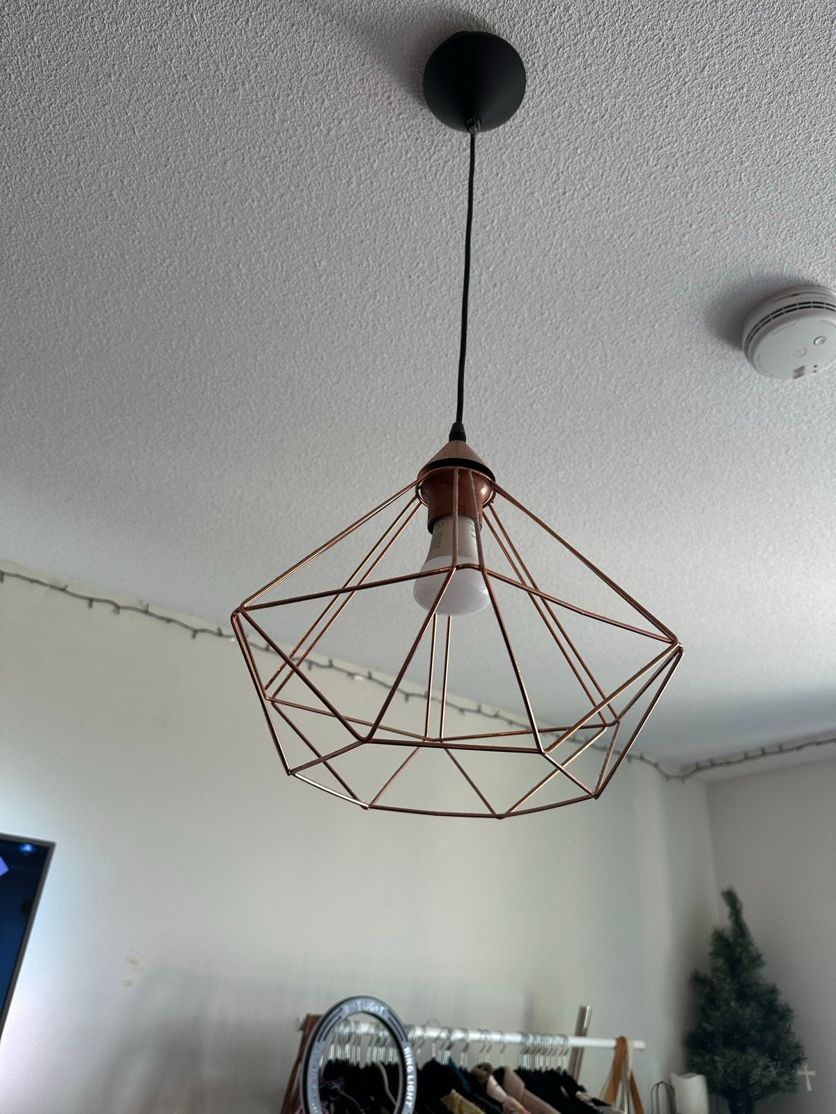 Rosegold geometrische hanglamp, Ophalen of Verzenden, Zo goed als nieuw, Metaal, E27 (groot)