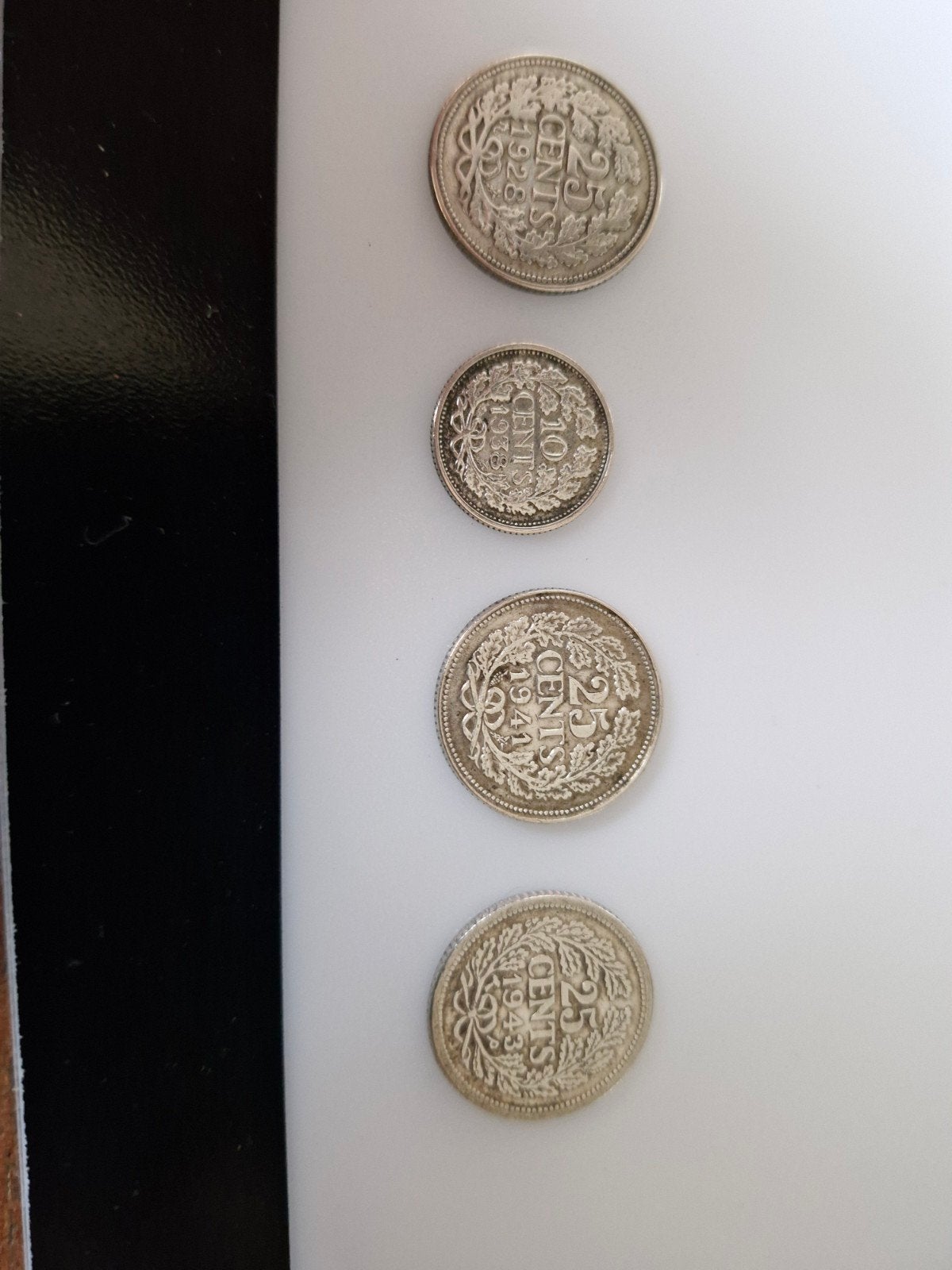 3 x 25 cent, 1 x 10 cent Koningin Wilhelmina, Setje, Zilver, Koningin Wilhelmina, Overige waardes