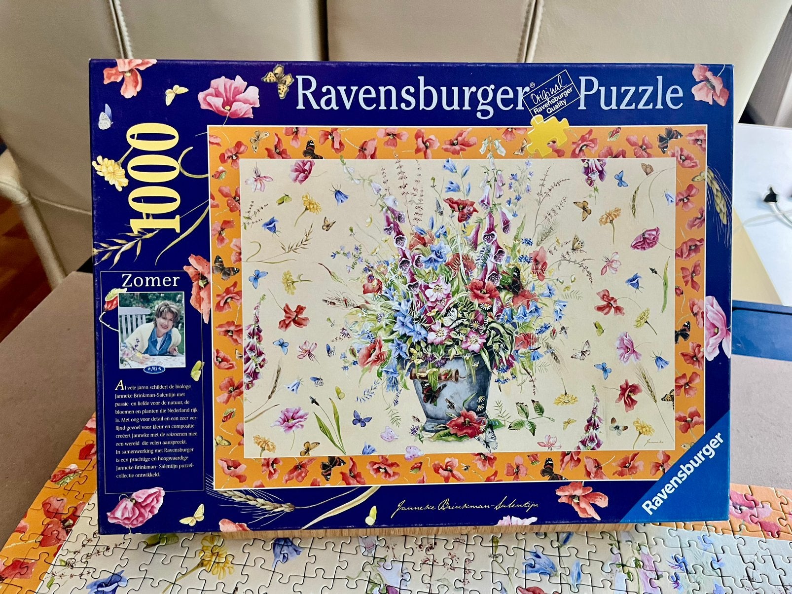 Zomer, Janneke Brinkman (vaas veldbloemen) Ravensburger 1000, Ophalen of Verzenden, 500 t/m 1500 stukjes, Zo goed als nieuw, Legpuzzel