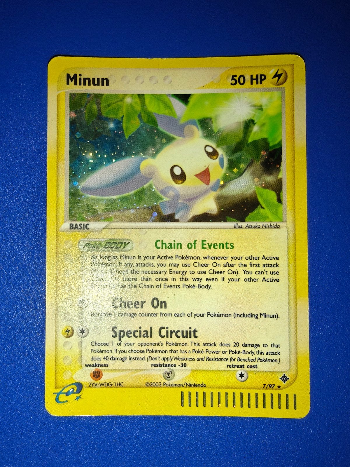Minun 7/97 Pokemon Kaart - Zeldzaam, Ophalen of Verzenden, Gebruikt, Losse kaart