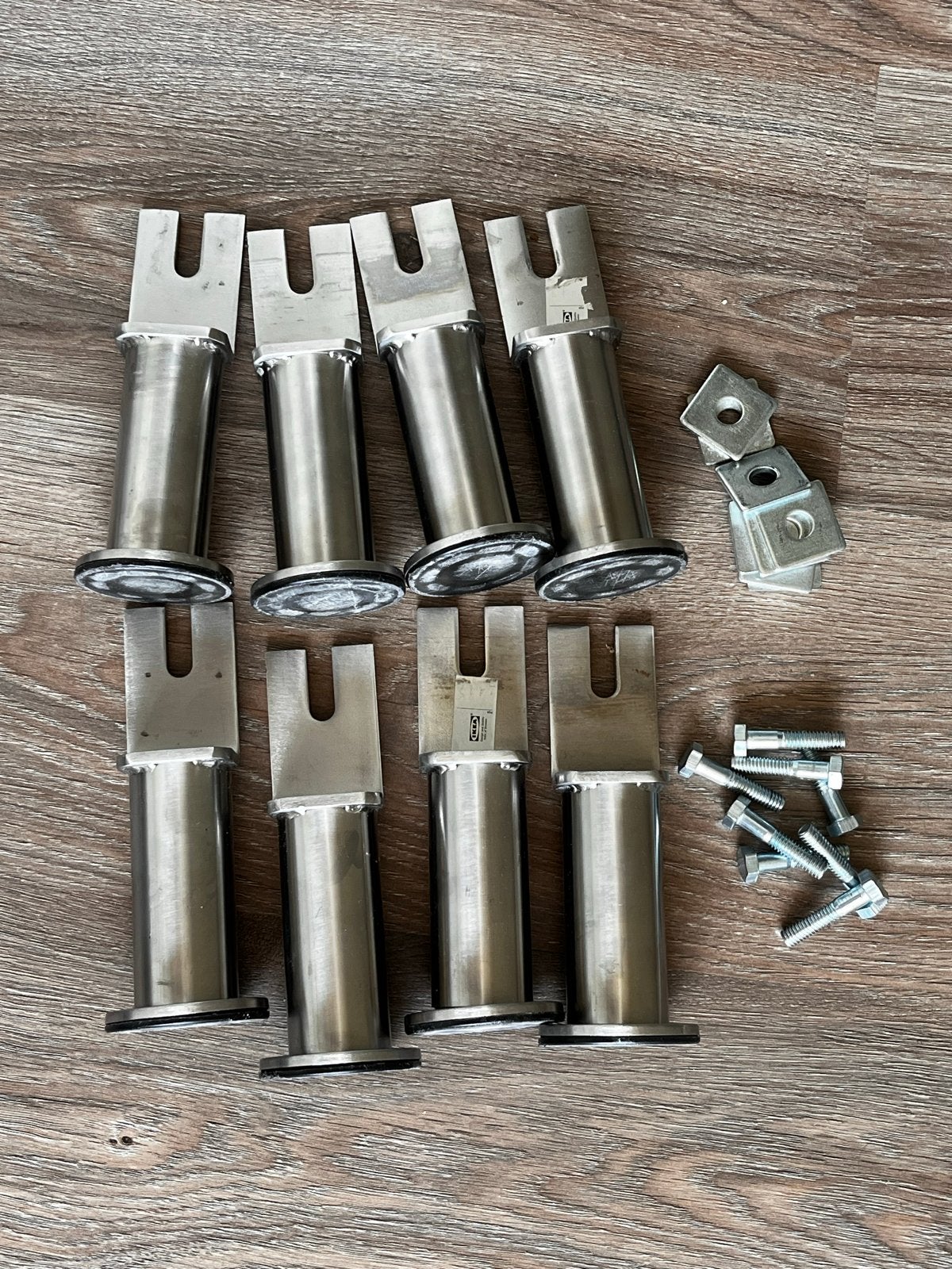Ikea SULTAN stalen poten, set van 8, met bouten en ringen, Ophalen, Gebruikt