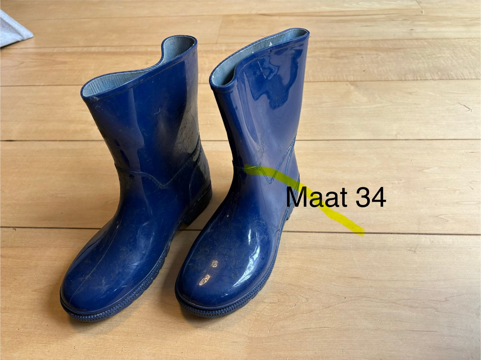 Blauwe regenlaarzen maat 34, Ophalen, Gedragen, Blauw, Regenlaarzen
