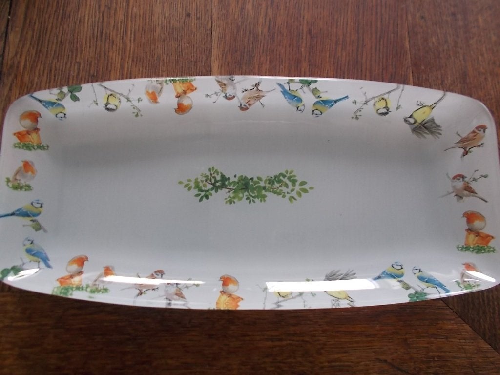 Glazen cakeschaal met vogeltjes., Ophalen of Verzenden, Overige stijlen, Glas, Schaal of Schalen