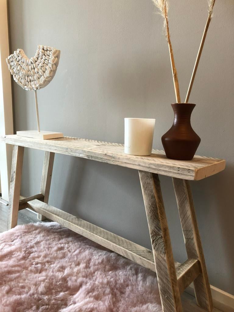 Steigerhouten bankje / sidetable nieuw, Huis en Inrichting, Tafels | Sidetables, Ophalen of Verzenden, Nieuw, Minder dan 25 cm