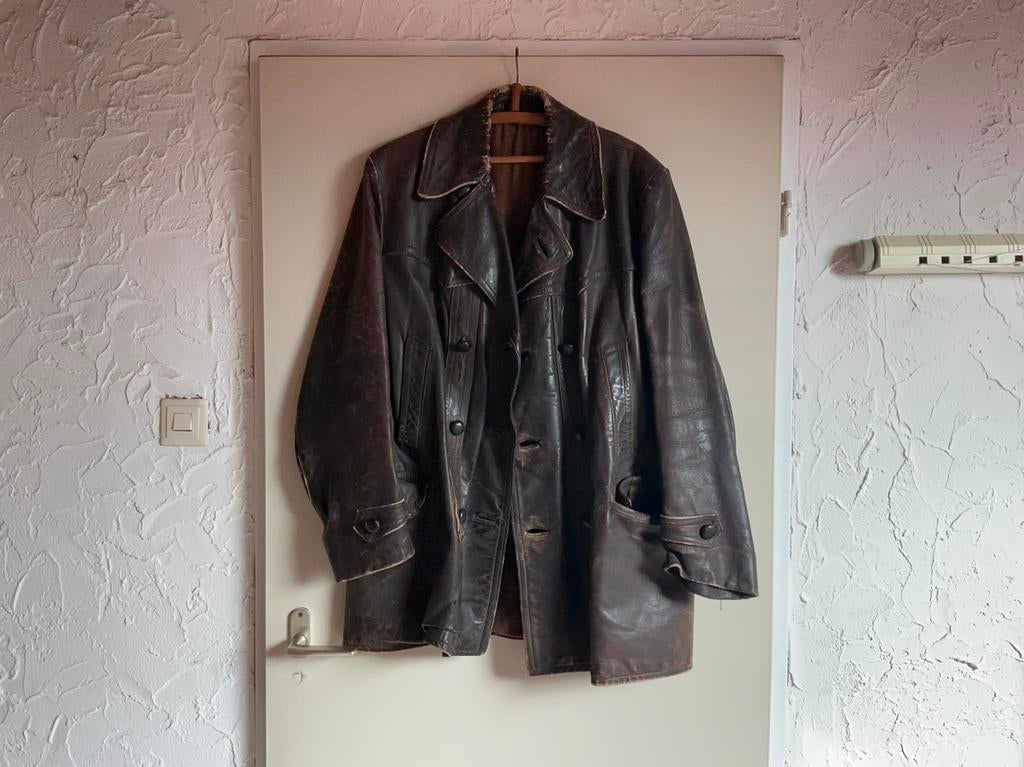 Oude leren motor jas, Ophalen of Verzenden, Tweedehands, Jas | leer