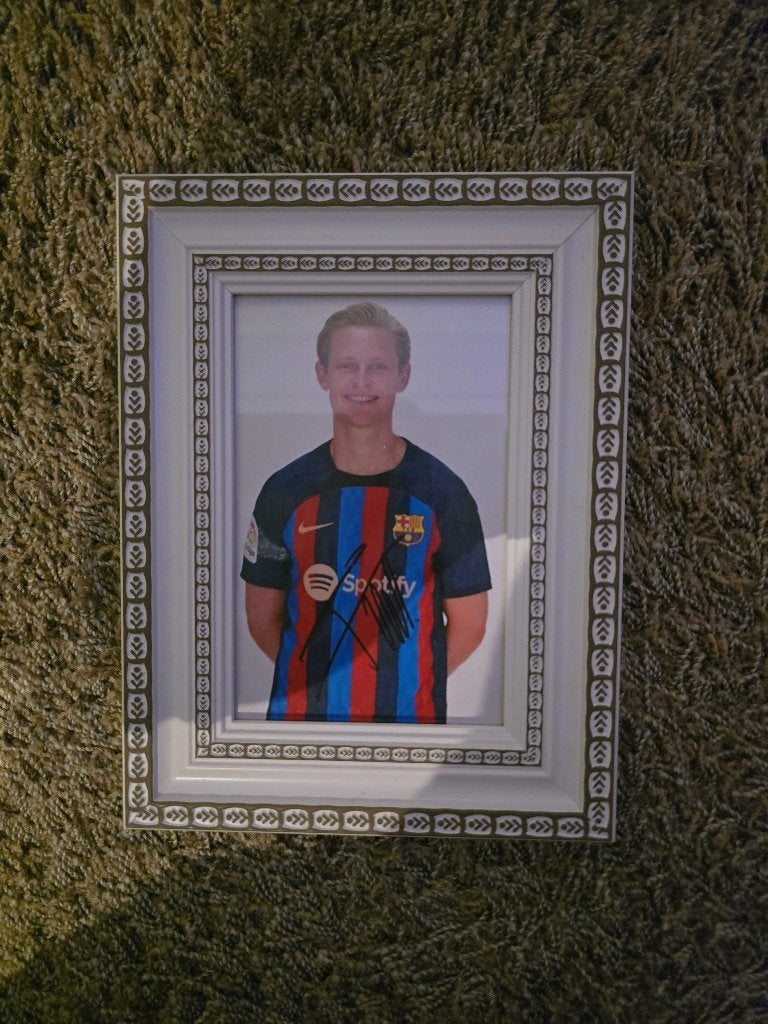 Frenkie de Jong fotolijst met handtekening, Verzamelen, Ophalen of Verzenden, Zo goed als nieuw, Buitenlandse clubs, Overige typen